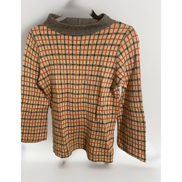 anthropologie field flower sweater Plaid Size XS Mock Neck‎ - Picture 1 of 7